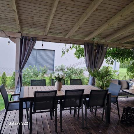 Grafitowy komplet mebli ogrodowych z rozkładanym stołem 210cm + 8 krzeseł Tanami Marla