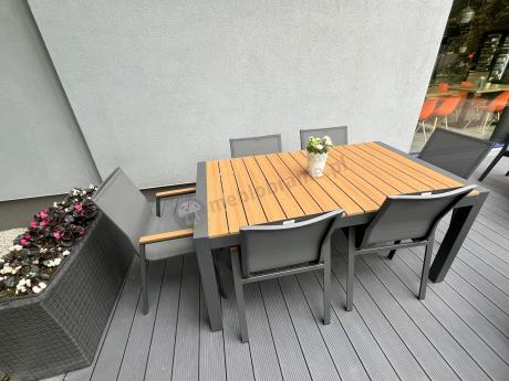 Grafitowy komplet mebli ogrodowych z rozkładanym stołem 210cm + 8 krzeseł Tanami Marla