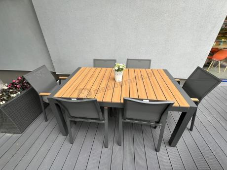 Grafitowy komplet mebli ogrodowych z rozkładanym stołem 210cm + 8 krzeseł Tanami Marla