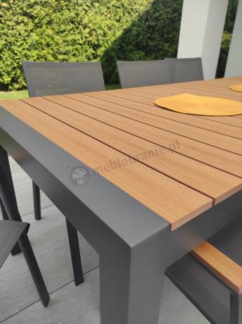 Grafitowy komplet mebli ogrodowych z rozkładanym stołem 210cm + 8 krzeseł Tanami Marla