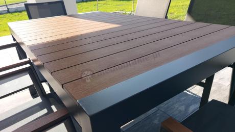 Grafitowy komplet mebli ogrodowych z rozkładanym stołem 210cm + 8 krzeseł Tanami Marla