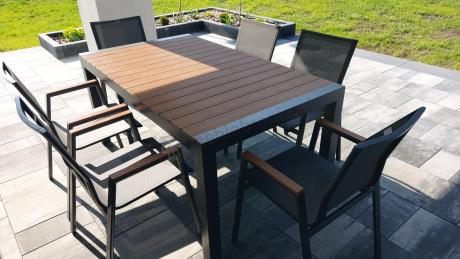 Grafitowy komplet mebli ogrodowych z rozkładanym stołem 210cm + 8 krzeseł Tanami Marla