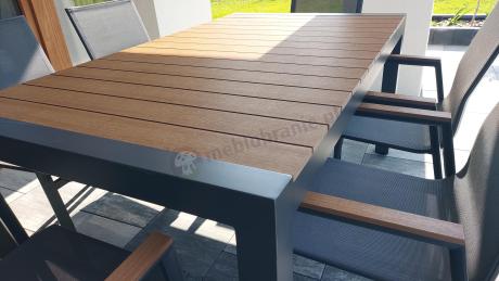 Grafitowy komplet mebli ogrodowych z rozkładanym stołem 210cm + 8 krzeseł Tanami Marla