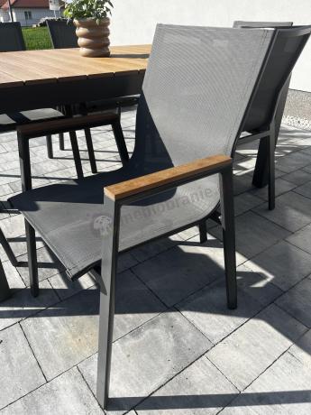 Grafitowy komplet mebli ogrodowych z rozkładanym stołem 210cm + 8 krzeseł Tanami Marla