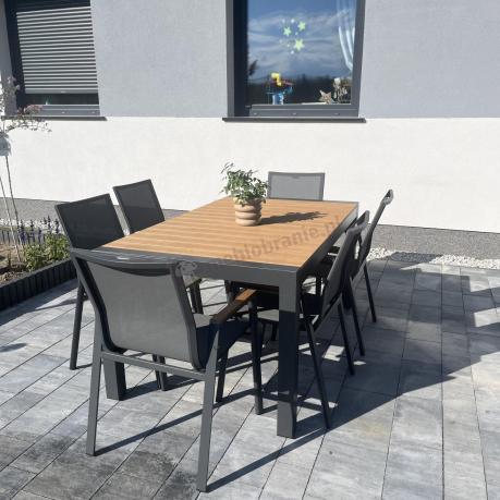 Grafitowy komplet mebli ogrodowych z rozkładanym stołem 210cm + 8 krzeseł Tanami Marla