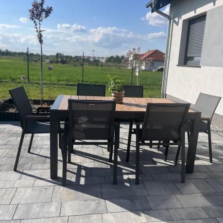 Grafitowy komplet mebli ogrodowych z rozkładanym stołem 210cm + 8 krzeseł Tanami Marla