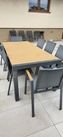 Grafitowy komplet mebli ogrodowych z rozkładanym stołem 210cm + 8 krzeseł Tanami Marla