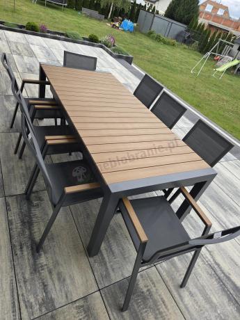 Grafitowy komplet mebli ogrodowych z rozkładanym stołem 210cm + 8 krzeseł Tanami Marla