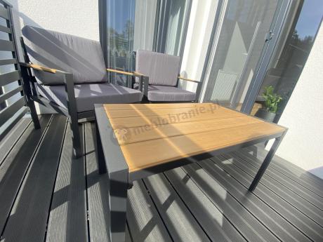 Grafitowy komplet mebli ogrodowych z sofą 191cm i fotelami Gewin