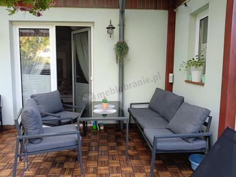 Grafitowy komplet ogrodowy metalowy z sofą 175cm Sodor Dining