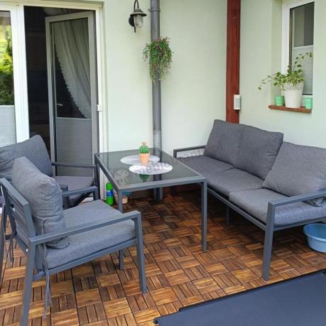 Grafitowy komplet ogrodowy metalowy z sofą 175cm Sodor Dining