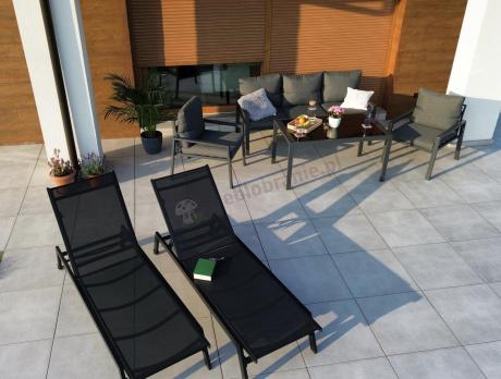 Grafitowy komplet ogrodowy metalowy z sofą 175cm Sodor Dining