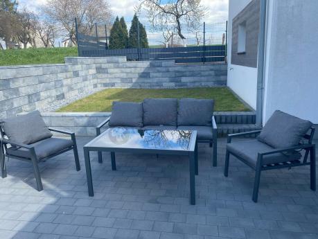 Grafitowy komplet ogrodowy metalowy z sofą 175cm Sodor Dining