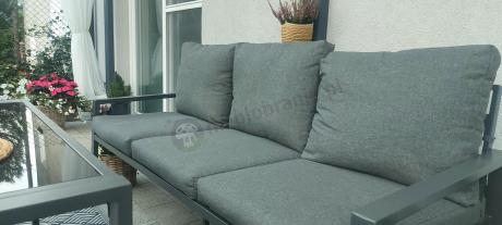 Grafitowy komplet ogrodowy metalowy z sofą 175cm Sodor Dining