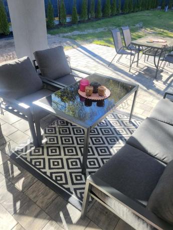 Grafitowy komplet ogrodowy metalowy z sofą 175cm Sodor Dining