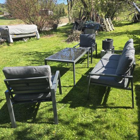 Grafitowy komplet ogrodowy metalowy z sofą 175cm Sodor Dining
