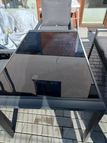 Grafitowy komplet ogrodowy metalowy z sofą 175cm Sodor Dining