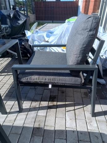Grafitowy komplet ogrodowy metalowy z sofą 175cm Sodor Dining