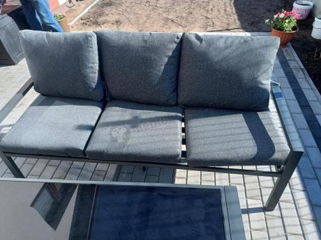 Grafitowy komplet ogrodowy metalowy z sofą 175cm Sodor Dining