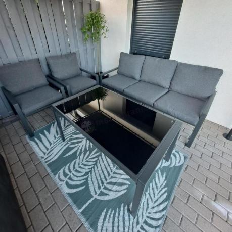 Grafitowy komplet ogrodowy metalowy z sofą 175cm Sodor Dining