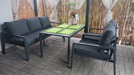 Grafitowy komplet ogrodowy metalowy z sofą 175cm Sodor Dining