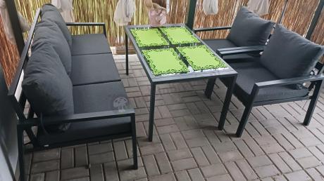 Grafitowy komplet ogrodowy metalowy z sofą 175cm Sodor Dining