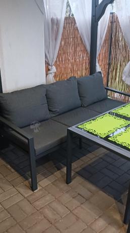 Grafitowy komplet ogrodowy metalowy z sofą 175cm Sodor Dining