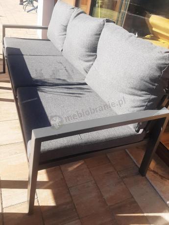Grafitowy komplet ogrodowy metalowy z sofą 175cm Sodor Dining