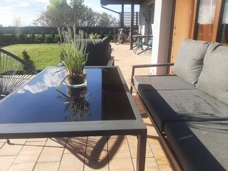 Grafitowy komplet ogrodowy metalowy z sofą 175cm Sodor Dining