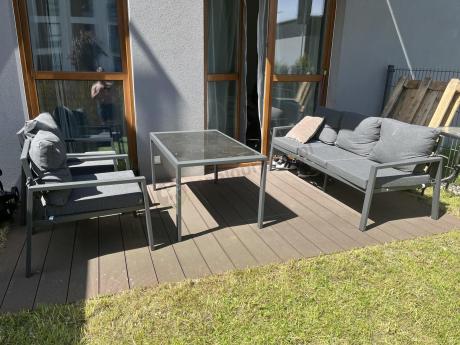 Grafitowy komplet ogrodowy metalowy z sofą 175cm Sodor Dining