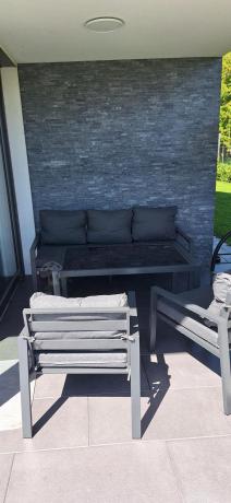 Grafitowy komplet ogrodowy metalowy z sofą 175cm Sodor Dining