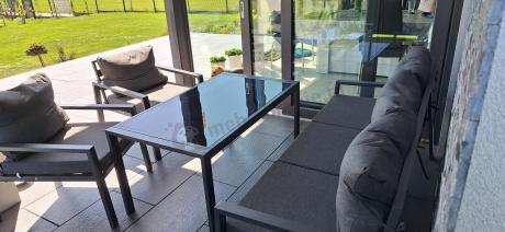 Grafitowy komplet ogrodowy metalowy z sofą 175cm Sodor Dining