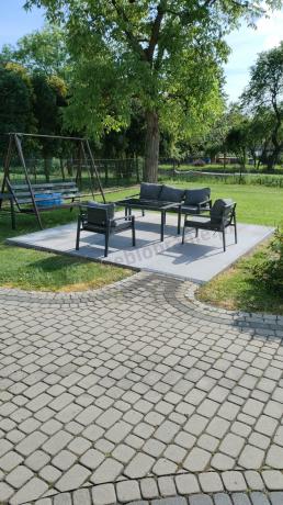 Grafitowy komplet ogrodowy metalowy z sofą 175cm Sodor Dining