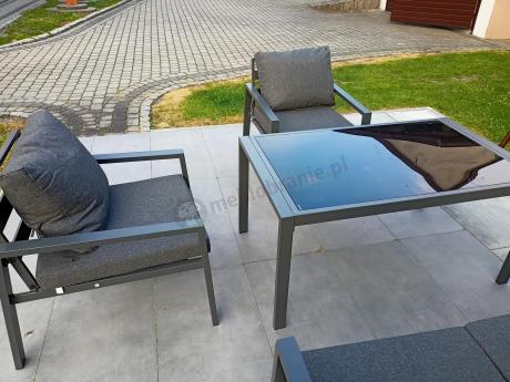 Grafitowy komplet ogrodowy metalowy z sofą 175cm Sodor Dining