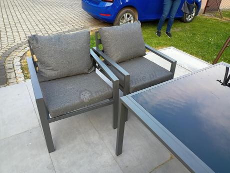 Grafitowy komplet ogrodowy metalowy z sofą 175cm Sodor Dining