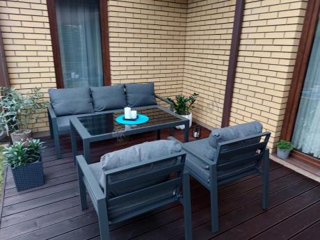Grafitowy komplet ogrodowy metalowy z sofą 175cm Sodor Dining