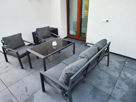 Grafitowy komplet ogrodowy metalowy z sofą 175cm Sodor Dining