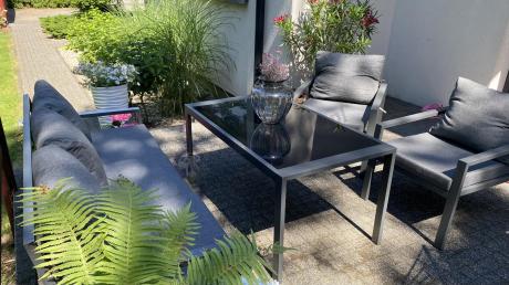 Grafitowy komplet ogrodowy metalowy z sofą 175cm Sodor Dining