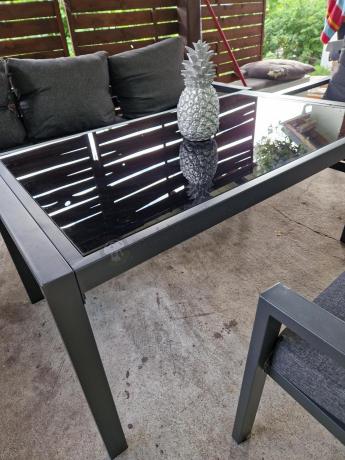 Grafitowy komplet ogrodowy metalowy z sofą 175cm Sodor Dining