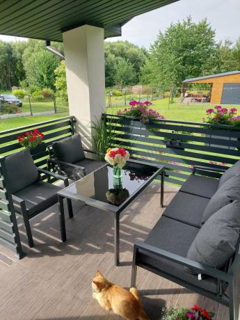 Grafitowy komplet ogrodowy metalowy z sofą 175cm Sodor Dining