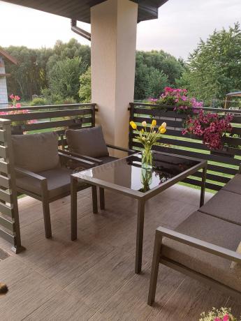 Grafitowy komplet ogrodowy metalowy z sofą 175cm Sodor Dining
