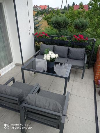 Grafitowy komplet ogrodowy metalowy z sofą 175cm Sodor Dining