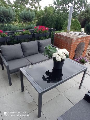 Grafitowy komplet ogrodowy metalowy z sofą 175cm Sodor Dining