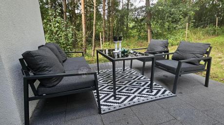 Grafitowy komplet ogrodowy metalowy z sofą 175cm Sodor Dining