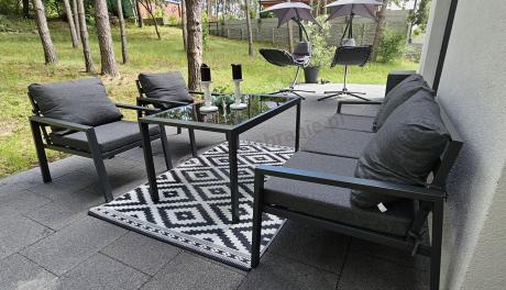 Grafitowy komplet ogrodowy metalowy z sofą 175cm Sodor Dining