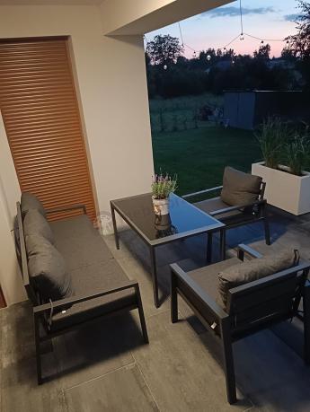 Grafitowy komplet ogrodowy metalowy z sofą 175cm Sodor Dining