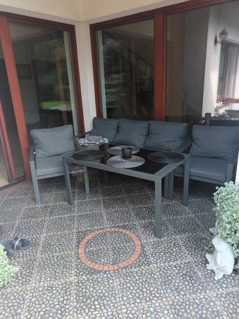Grafitowy komplet ogrodowy metalowy z sofą 175cm Sodor Dining