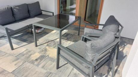 Grafitowy komplet ogrodowy metalowy z sofą 175cm Sodor Dining