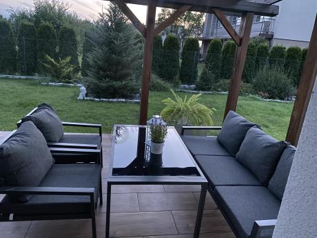 Grafitowy komplet ogrodowy metalowy z sofą 175cm Sodor Dining