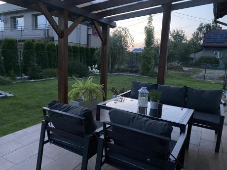 Grafitowy komplet ogrodowy metalowy z sofą 175cm Sodor Dining